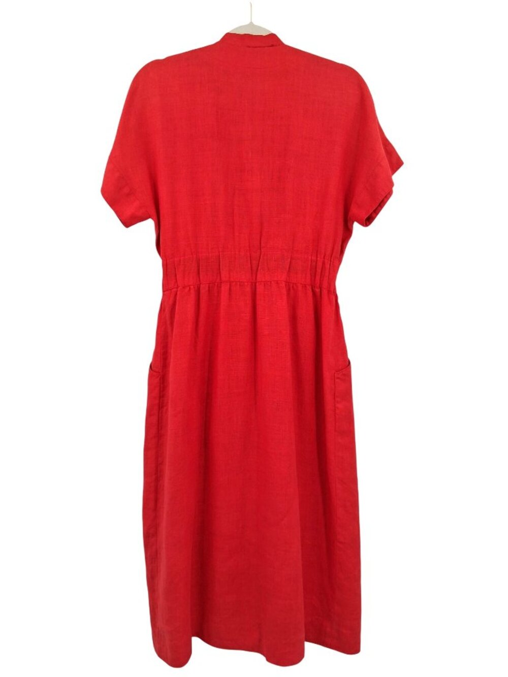 Vintage Chetta B Red Linen Blend Button Front Midi Dress Size 6 Union Made - Picture 2 of 15